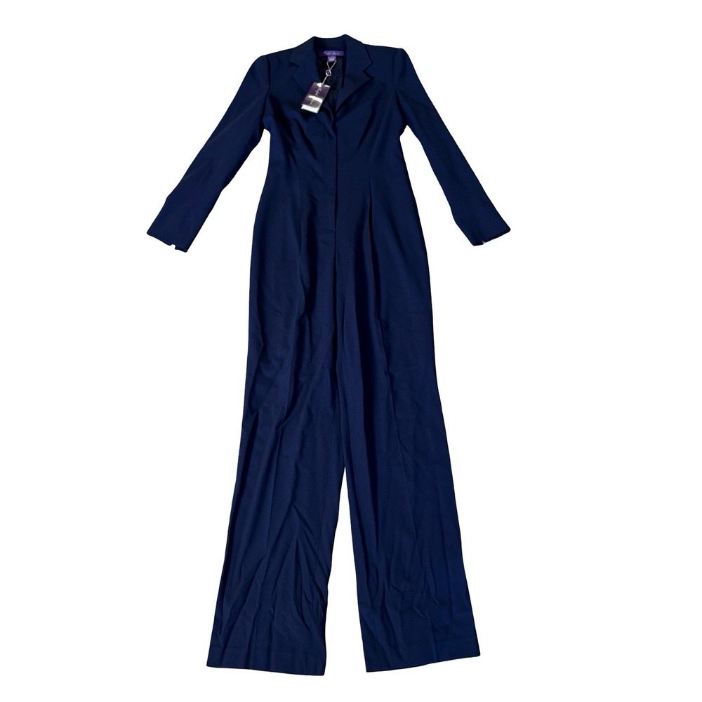 Ralph Lauren Purple Label Blue Wool Blend Women's Jumpsuit Size 4 NWT 3K